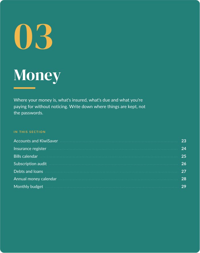 Money section divider