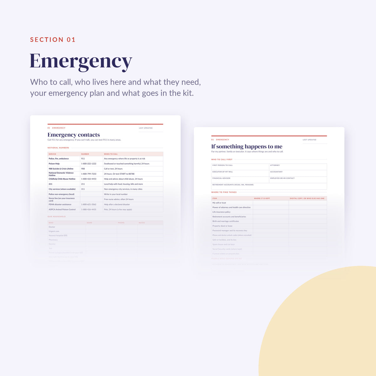 Top of the emergency pages