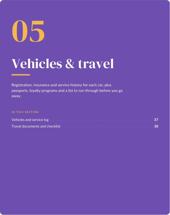 Vehicles & travel section divider