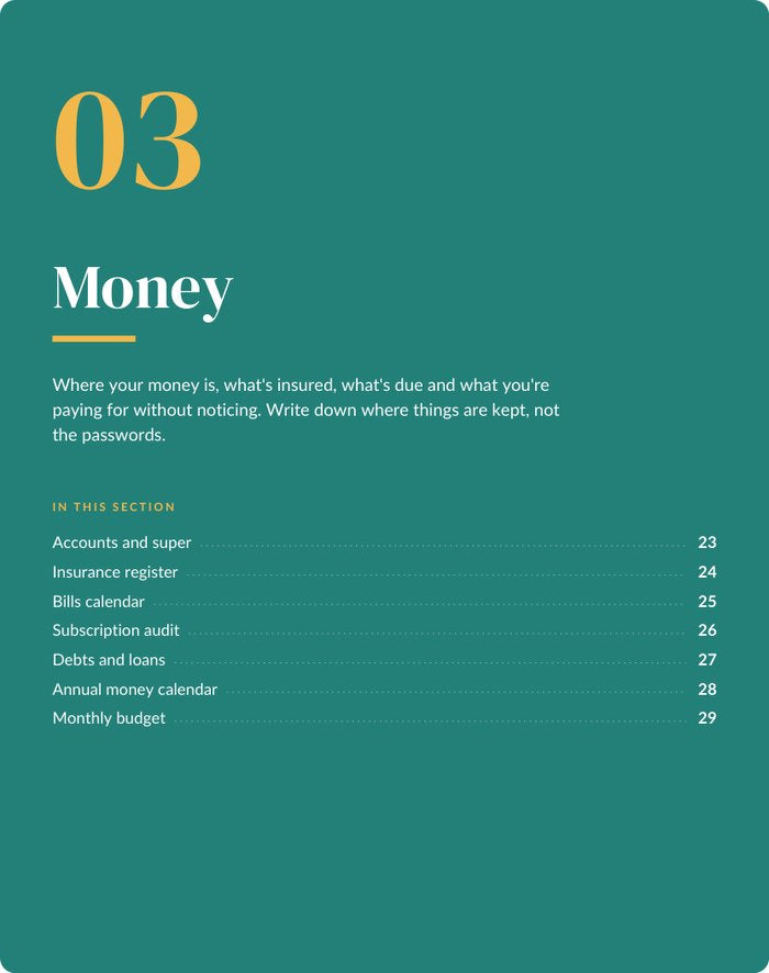 Money section divider