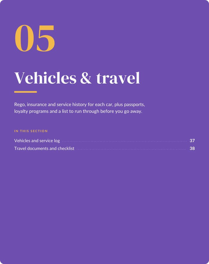 Vehicles & travel section divider