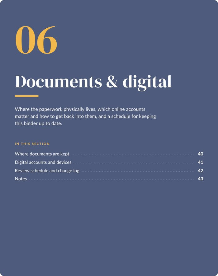 Documents & digital section divider